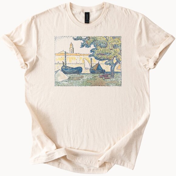 Gildan Tops - Van Gogh Boats Graphic Tee Artistic Design TShirt Art Lover Top